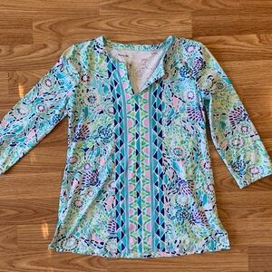 Lilly Pulitzer Chilly Lilly Blue Ibiza Karina top